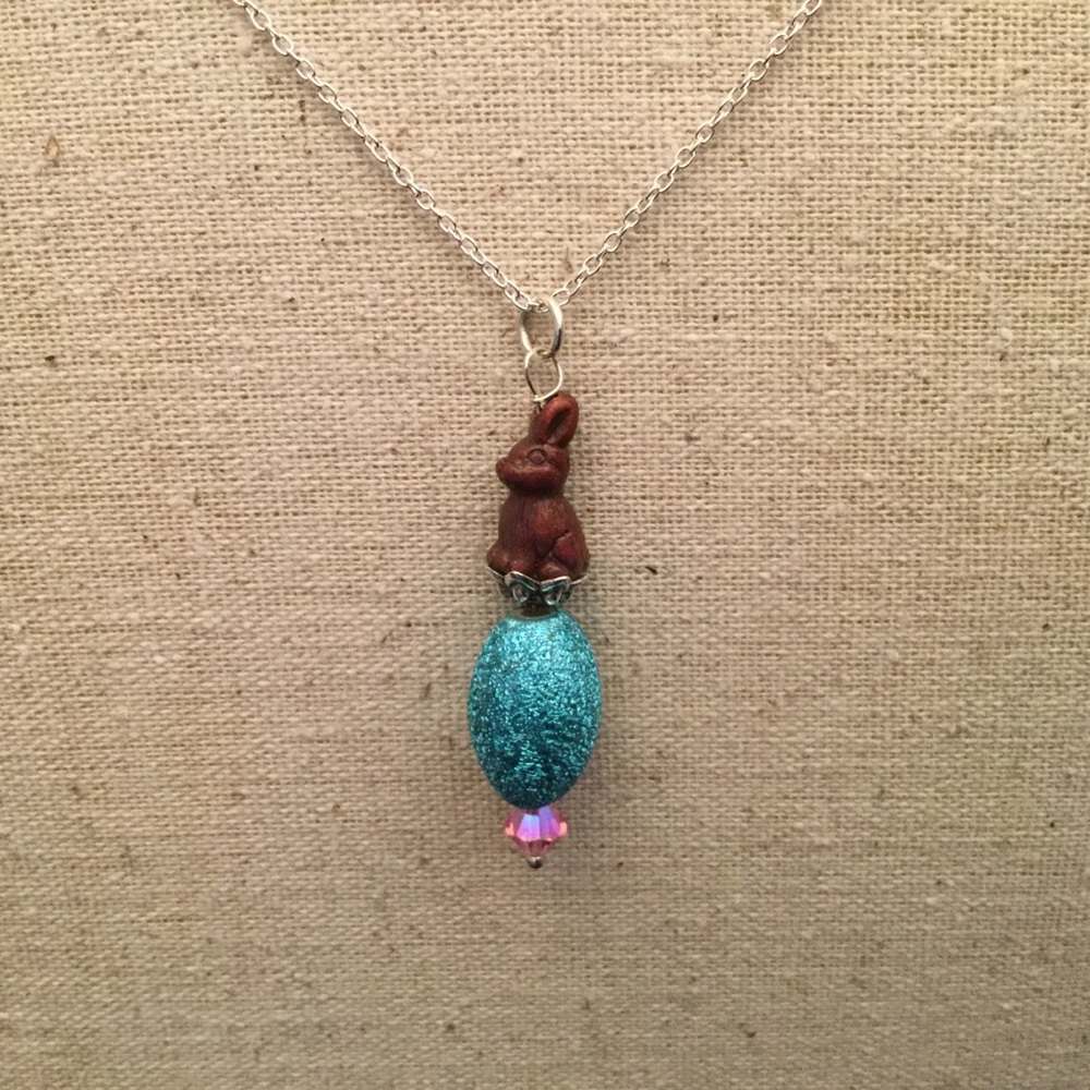 Chocolate Bunny Easter Egg Necklace